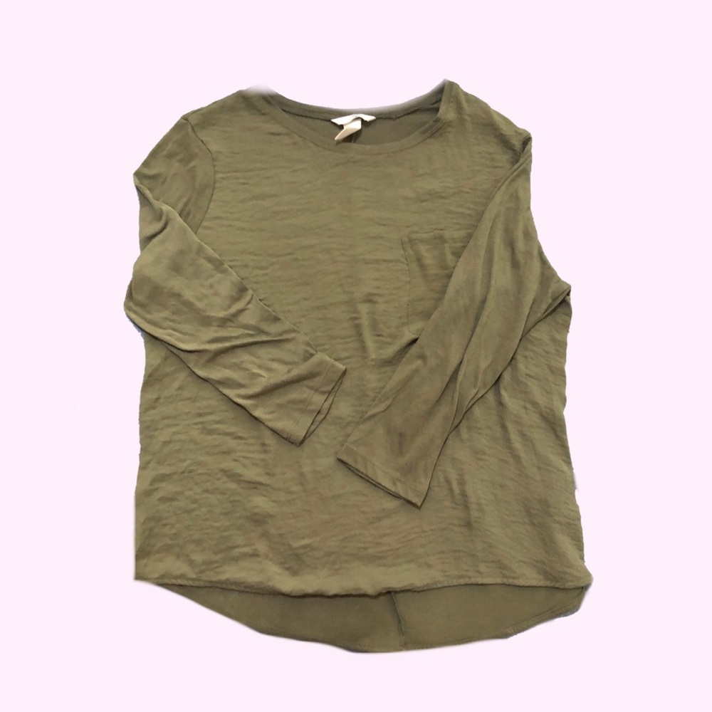 h&m olive/army green long sleeve top